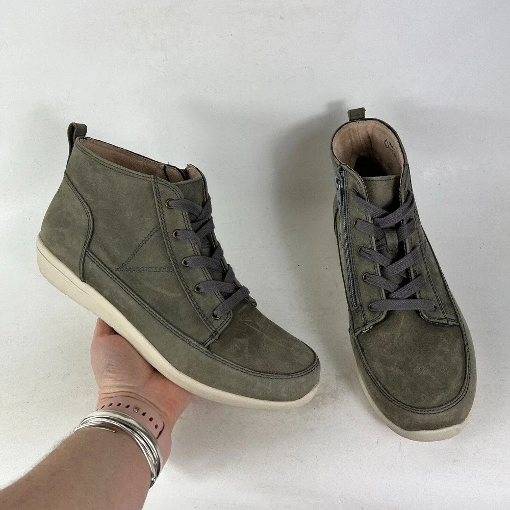 Vionic Magnolia Shawna Ankle Boots Women's 9.5 Olive Nubuck Water Resistant
